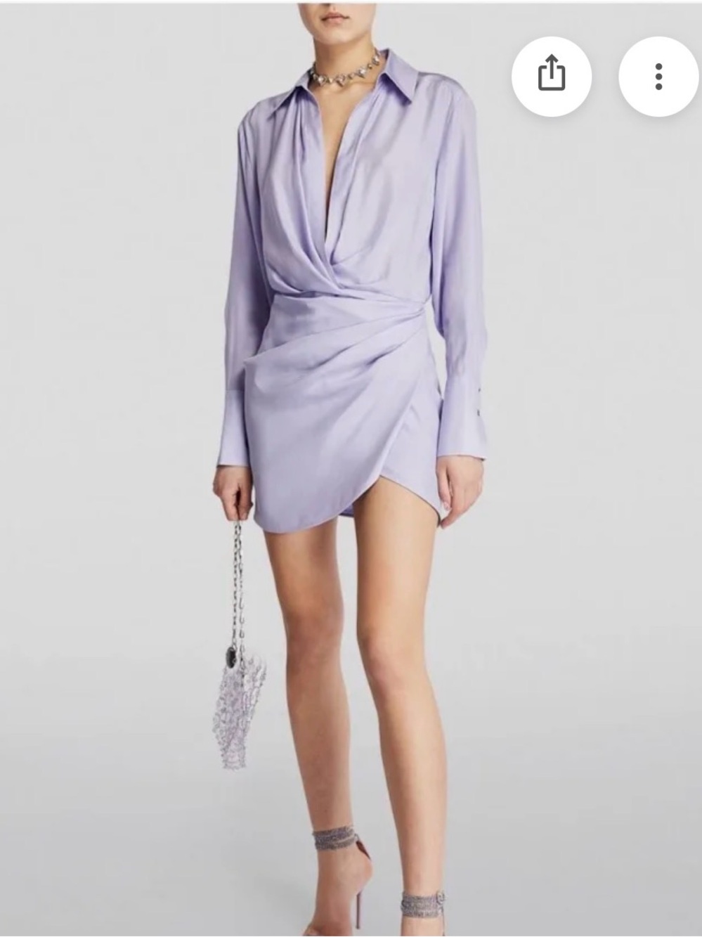 Gauge 81 Naha silk Lilac Draped Wrap Mini Dress